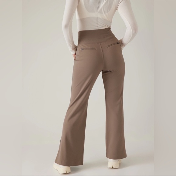Athleta Venice Wide Leg Lounge Pants Small Petite Taupe Neutral Flare Abalone - Picture 8 of 10